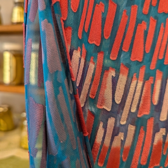 🩷 Skinny scarf designer unique burn out rectangular no tags handrolled sewn - Picture 3 of 7